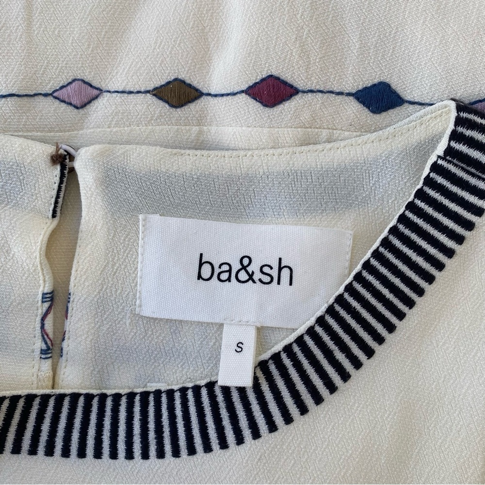 ba&sh NWOT Plaza Embroidered Bell Sleeve Mini Dress Ecru Size S / US 6 - Picture 6 of 12